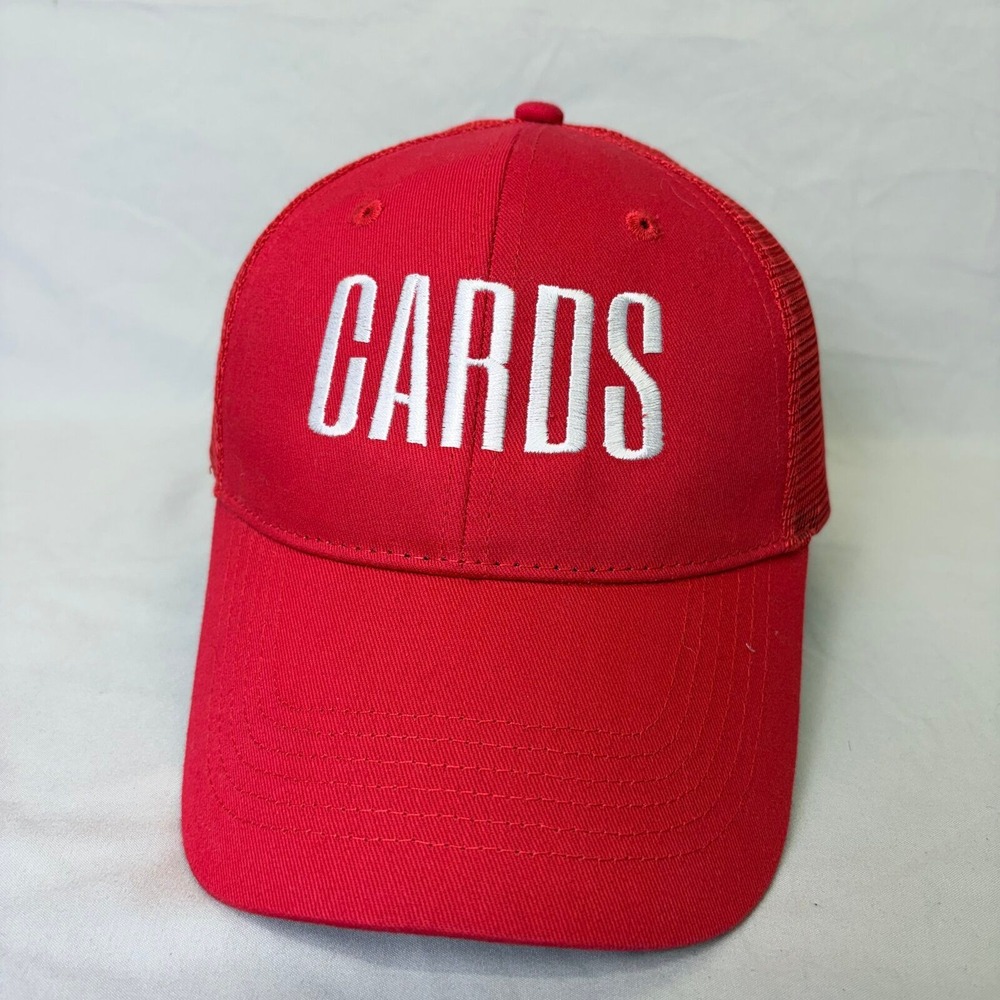 Big Accessories Trucker Hat Cards Embroidered Mens OSFM Red Snapback Mesh Cap
